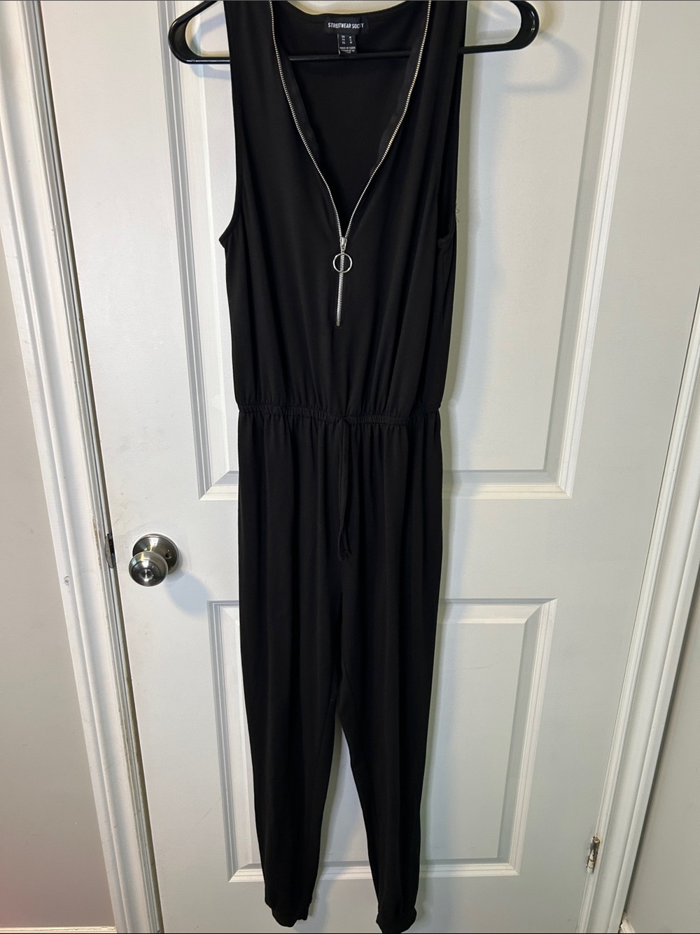 98. Streetwear Society Black Sleeveless Zip-Front Jumpsuit